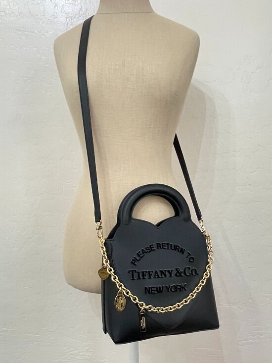 Tiffany & Co. Handbags - New Tiffany & Co. Tote Crossbody RTT Heart Handbag Black Leather Gold Charms